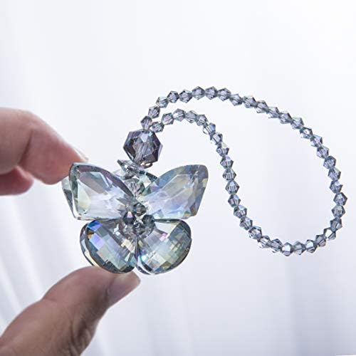 H&D Hyaline & Dora Crystal Glass Butterfly Car Key Charm Charm Mirror Wanking Ornaments Подарок