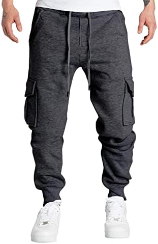 Јангкиги Менс модни џогери Спортски панталони Менс моден обичен лабав памук плус големина џеб чипка до еластични панталони за