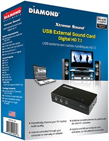 Дијамант МУЛТИМЕДИЈА USB 7.1 Опкружувачки Звук Аудио Кутија/Картички XS71UV2 За Windows 10, 8.1, 8 и 7