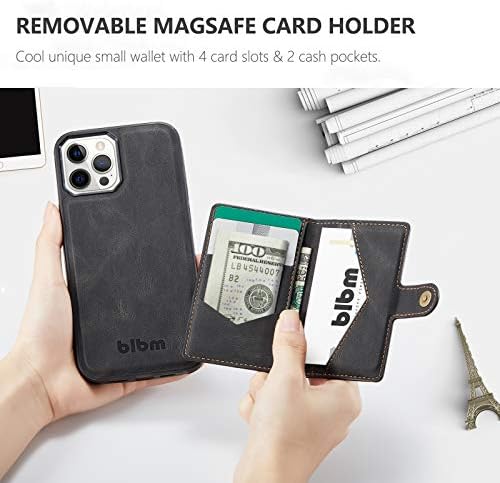 BLBM Кожа Случај Со Носителот Картичка за iPhone 12 &засилувач; iPhone 12 Pro, Флип магнетни паричник случај Со Kickstand Функција За