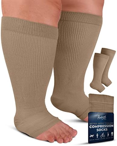 Чорапи за компресија на Пембрук без безбожно, широко теле за жени и мажи - 20-30mmhg | 6xl плус чорапи за компресија со големина за жени