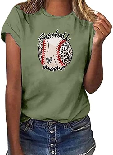 Маичка за слоеви За Жени Жени Обични Бејзбол Печатење Кратки Ракави Вратот На Екипажот Лабава Маица Блуза Врвови Жени