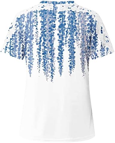 Женски врвови летни модни чипка, капчиња со кратки ракави со кратки ракави кошули, обични фустани блузи, за жени кратки