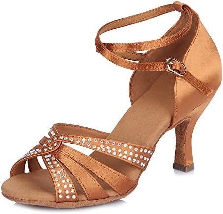 Чевли за забави за сатенски партии Tinrymx, салса латински танцувачки чевли за жени, модел AF-40902