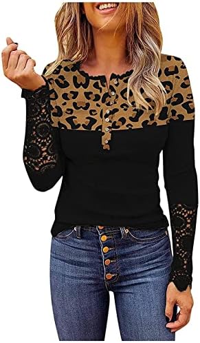 Ndvyxx модерни дополнителни долги џемпери за жени со долг ракав Фестивал роденден V вратот Тенки џемпери леопард супер мека крпеница мини џемпер дами кафеава кафеава