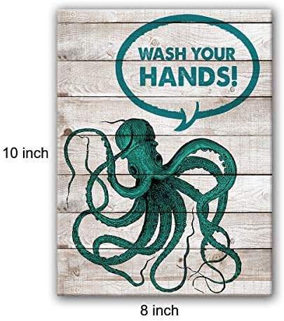 Смешни цитати за бања Гроздобер измијте ги рацете октопод постер платно платно wallидна уметност и таблета декорација за домашни
