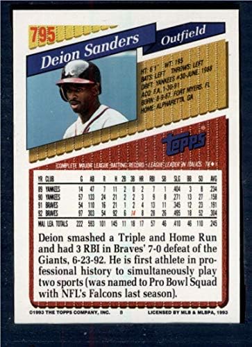 1993 Топпс 795 Деион Сандерс НМ-МТ Атланта Браунс Бејзбол