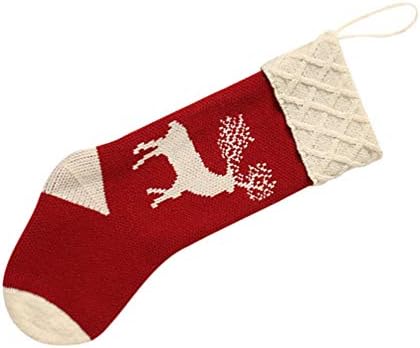 Nuobesty Божиќни плетени чорапи Божиќни бонбони торби е новогодишни чорапи за семеен празник Божиќни забави украси плетени порибници плетени