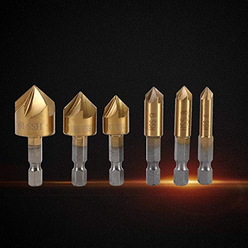 Бит за вежбање на шалтер, 6мм ~ 19мм HSS Chamfer Countersink 1/4 Hex Shank 90 степени за обработка на дрва за обработка на дрво