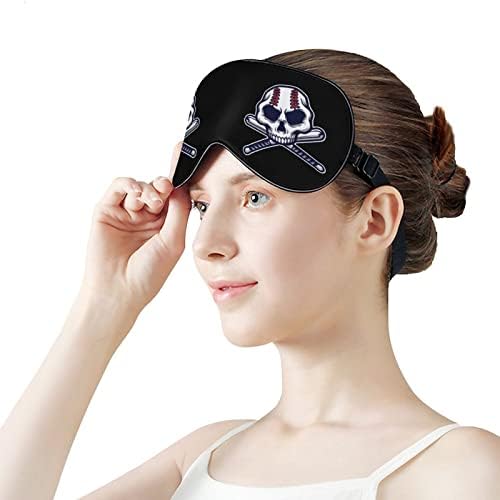 Бејзбол череп маска за спиење мека маска за очи за очи со прилагодлива лента за мажи жени