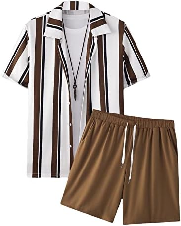 Кратки комплети на машката Горглитер Облека со 2 парчиња кошули надолу и шорцеви од половината за влечење летни облеки