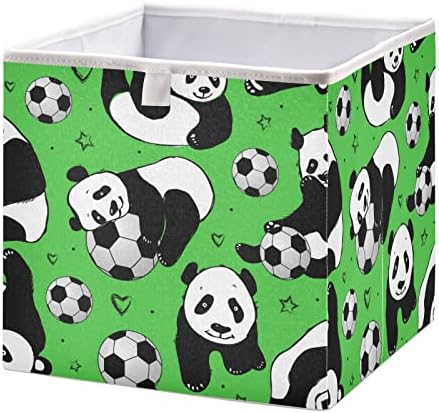 Емеливор Симпатична панда фудбалска коцка за складирање на коцки за складирање на водоотпорна корпа за играчки за канти за организатори
