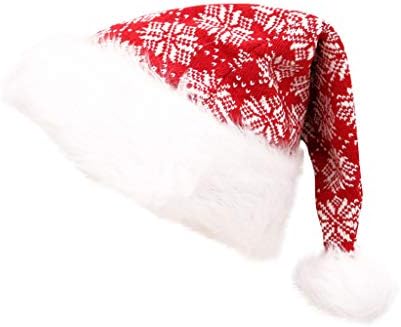 Womenенски плетено грав Божиќ ултра мек фустан симпатична празнична празнична дебела Дедо Мраз фенси капа плишани бејзбол капачиња