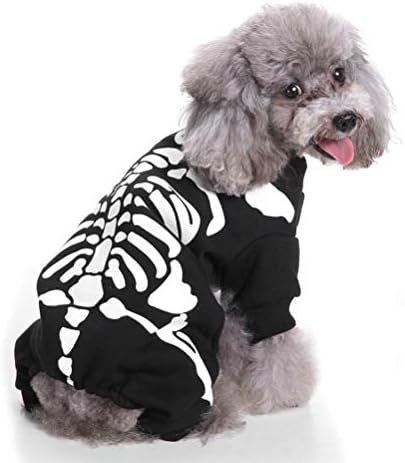 Абаодам Мода Куче Кученце Фустан Здолниште Облека За Миленичиња Кошули Памучна Крпа За Ноќта На Вештерките Партија Скелет/Големина