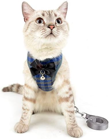 Селмаи Бегство доказ за мачки со поводник за мали кучиња карирана шема шема мека решетка за елек за обука за одење не води влечење за кученцето