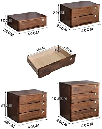 Кутија за складирање на домови со заклучување канцеларија за складирање на работната површина цврста дрвена мебел шкаф 1/2/3/4 фиоки