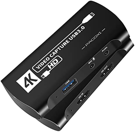 Видео аудио -снимање картичка, USB3.0 1080p 4K HDMI игра за фаќање на игри CAM Link, 4K Passthrough Out Use Use со Xbox PS5