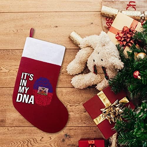Тоа е во моето знаме на ДНК Хаити, Божиќни чорапи за порибување со кадифен камин што виси за декор за домашно дрво
