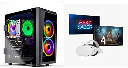 Skytech Blaze II Gaming PC Desktop-Intel Core i3 10105F 3,7 GHz, GTX 1650, 500 GB SSD, 16G DDR4 & Meta Quest 2-Напредна слушалка
