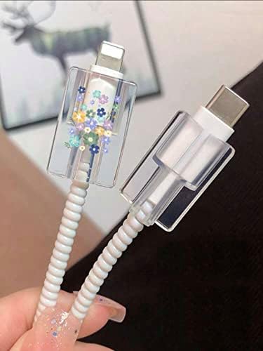 Симпатична мулти -обоена цветна кабел заштитник за полнач за iPhone Цветен дизајн за кабелски полнач за полнач за полнач за iPhone 14 13 12 полнач