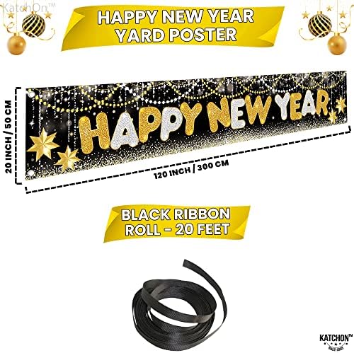 Xtralarge Среќна нова година во дворот | Shinny Среќна Нова Година Декорации 2023 | Нова година Банер 2023 | Нови години фото штанд