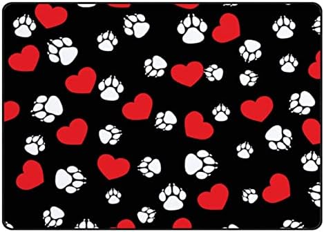 Tsingza Soft килим со големи површини, кучиња печати црвени срца удобно затворено тепих, бебе игра за дневна соба спална соба расадник за домашен
