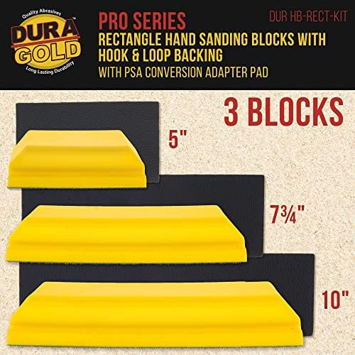 Dura-Gold Pro Series Recagle Block Block Block Copt со 3 блока, 5 , 7-3/4 и 10 сет, поддршка на кука и јамка и подлога за адаптер PSA и 40 решетки