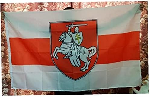 Банер на знамето со бел витез на коњи - Бело црвено бело знаме - Белорусија Пагонија палто на рацете - Белорусија Банер знаме на отворено