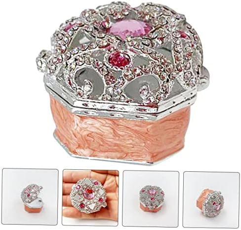 Абаодам 4 парчиња Кутија Октогонална Кутија За Накит Розова Легура Накит Занаети
