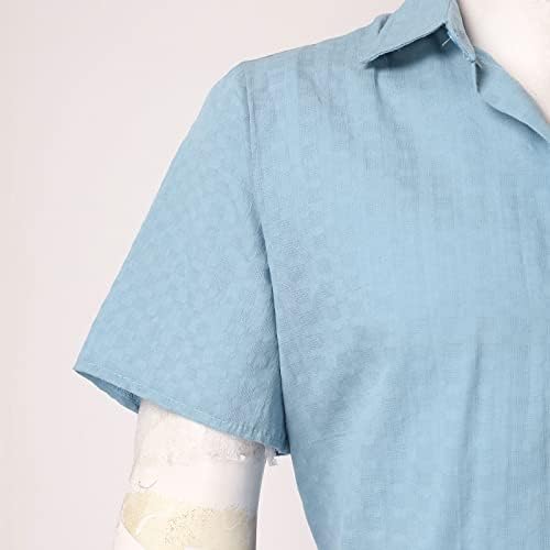 Менс модна обична цврста боја на копчето за боја, кошула со кратки ракави со кратки ракави во пролет и летна маичка за лежење