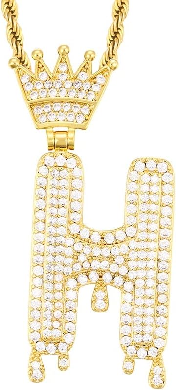Bula Thi Classic Bopper Cubic Circonia Crown Letter Pendant ѓердан за мажи жени lnitial буква накит златен шарм - j - 30inch