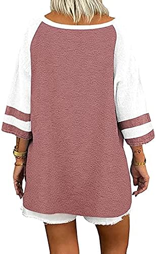 Десно блузи за жени мода 2023 година, секси жени V-вратот половина ракав маици есенски крпеници дами обични удобни врвови