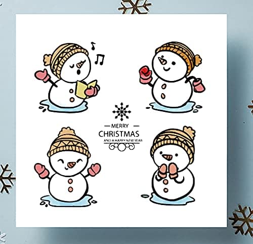 Langfon Среќен Божиќен зимски цртан филм Снежнини јасни марки за правење картички за правење декорација DIY -книги, силиконски транспарентни марки за печатење за втисн?