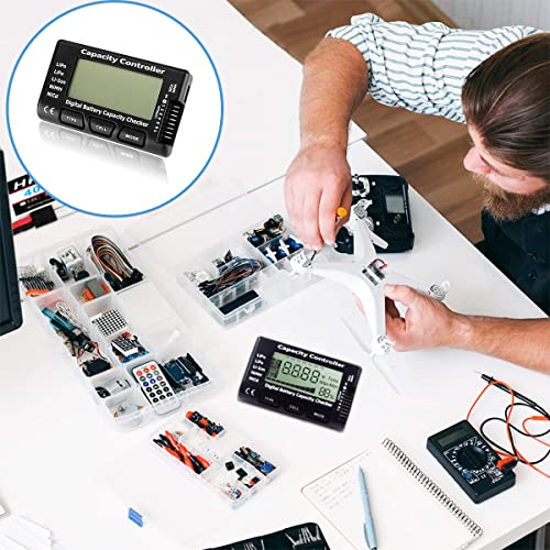 Dkardu RC CellMeter 7 Дигитален контролен капацитет на батеријата Контролер Тестер Тестер Тестер за напон со тестер за напон на батеријата 1-8S Липо за батерија за напон на ба