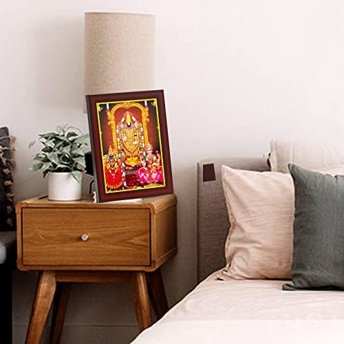 Зиг Заг лорд Шри Тирупати Венкатешвара Свами со Падмавати и Лакшми Деви мала рамка за фотографии за големина на wallидна маса