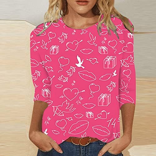 Женски женски срцеви џемпери графички графички влезови Loveубов срце писмо печатење џемпер за џемпери на вineубените врвови облека