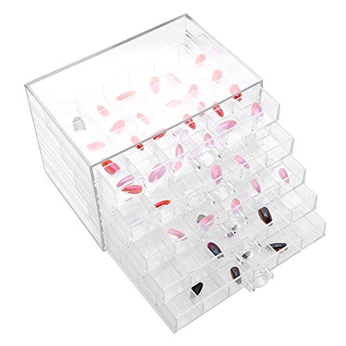 120 мрежи за декорација на ноктите секвенца Организирајте кутија, транспарентна празна кутија за складирање на уметност за нокти за козметика, алатка за уметност за