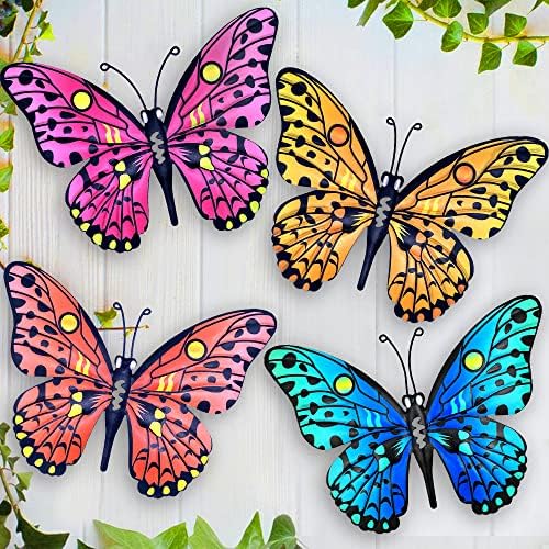 Декор на wallидови од метална пеперутка - 9,5 Обратна уметност на отворена ограда, виси за градинарски двор дневна соба спална соба двор