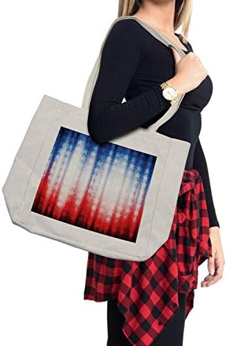 Торба за купување на знаме на Американско знаме, апстрактна позадина со starsвезди во дигитални неонски бои дизајн уметнички дела, еколошка торба