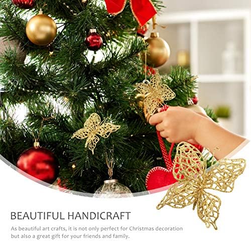 Започитувајте 10 парчиња шупливи пеперутки што висат украси новогодишни елки сјајни приврзоци златно