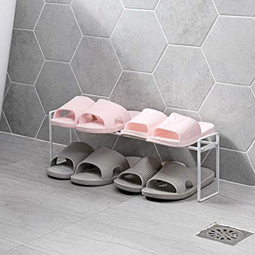 Дингз железо со двојно слој решетка за чевли за складирање спална соба бања за чевли за чевли држач за влечење влечки за заштеда на решетката