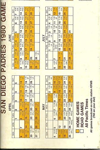 Сан Диего Падрес МЛБ Бејзбол 1980 Медиумски водич Гроздобер одлична боја автентичен