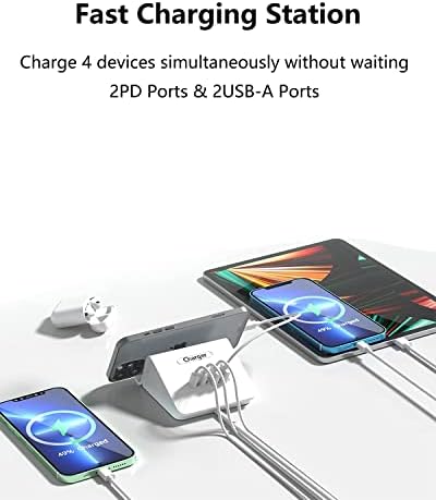 Станица за полнење со Solopen USB C 45W USB C полнач со 2 USB C 20W PD Брзо полнење станица за повеќе уреди за iPhone 14/13/12/11, Samsung Galaxy, iPad Pro （Бело）