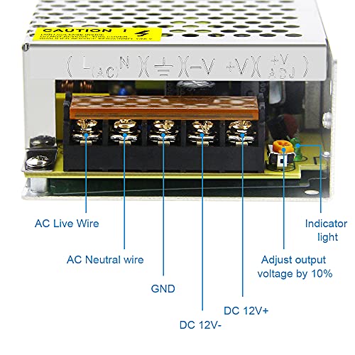 SHNITPWR 12V 5A Адаптер за трансформатор за вклучување на моќност AC 110V ~ 220V до DC 12 Volt 5AMP 60W 4,5A 4A 3.5A 3A LED возач за конвертор