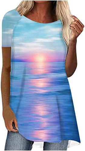Charella Graphic Loose Fit Bluze for Teen Girls есен лето кратко ракав чамец за вратот блуза, жени 2023 облека y2k 4b