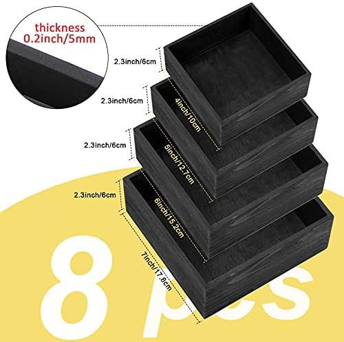 8 Парчиња Рустикални Дрвени Кутии Црна Дрвена Кутија За Складирање 7 Инчи 6 Инчи 5 Инчи 4 Инчи Кутија За Садење Дрво Кутија Од Борово