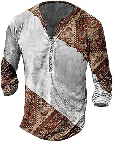 2023 Нова машка летна мода обична прицврстена 3Д дигитална маица за печатење со долг ракав врвни кошули со ракави на ракави за ракави мажи