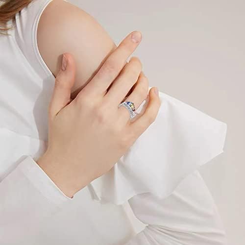 Wybaxz 1994 прстен 925 Стерлинг сребрен ангажман Шарен циркон во форма на круна, накит за движење на прстени за жени