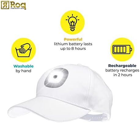 Roq иновација фаролка капа предводена бејзбол капа, Unisex LED осветлени капи за мажи и жени, капи со светла вградени, LED бејзбол капа