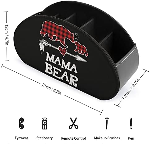 Црвена карирана Бафало мама мечка далечински управувач кутија PU повеќефункционална ТВ далечинска контрола на држачи Организатор кутија